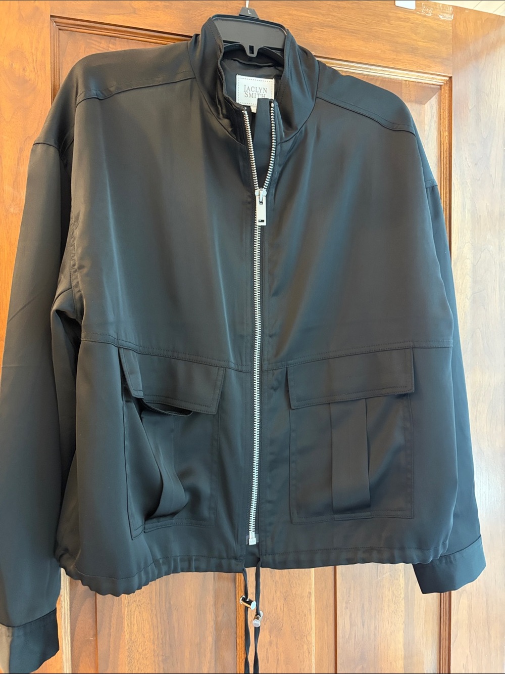Jaclyn Smith Black Zip-Front Utility Jacket